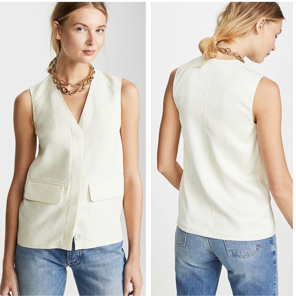 Victoria Beckham Canvas linen and Satin Vest - Picture 2 of 9
